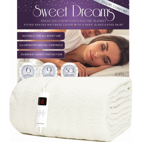 Sweet Dreams Deluxe Comfort Fully Fitted Fleece Single Electric Blanket