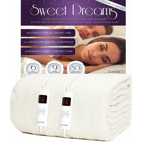 Sweet Dreams Fleece Super King Size Electric Blanket with Dual Controls