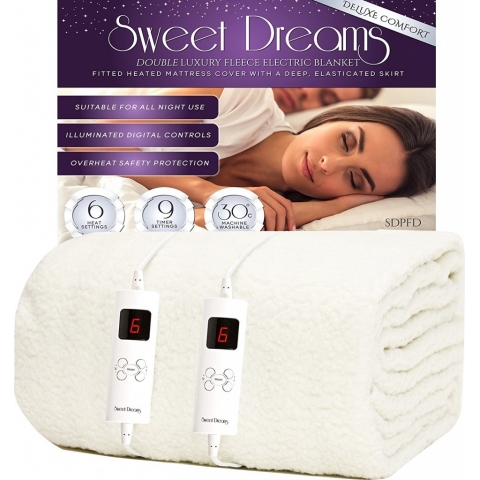 Deluxe Comfort Fully Fitted Fleece Double Electric Blanket Dual Controls